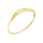 Bracelet - femme - jonc - ovale - motif - vague - cristal - blanc - plaqu or jaune 750 / 1000 - 3 microns ...