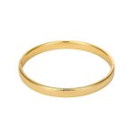 Bracelet - femme - jonc - rigide - rond - lisse - plaqu or jaune 750 / 1000 - 58 x 6 mm - fermoir clip ...