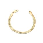 Bracelet - femme - maille anglaise - cisel�e - 18 cm - largeur - 6 mm - plaqu� or jaune 750 / 1000 - ...