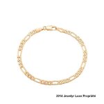 Bracelet - femme - maille figaro - plaqu or jaune 750 / 1000 - 3 microns - 19 cm - 4 mm