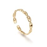 Bracelet - femme - jonc - ouvert - ajustable - maille grain de caf - plaqu or jaune 750 / 1000 - 70 ...