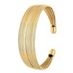 Bracelet - femme - rigide - multi - jonc - lisse - ajustable - plaqu or jaune 750 / 1000 - 3 microns ...