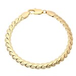 Bracelet - femme - maille serpentine - diamant�e - 19 cm - 6 mm - plaqu� or jaune 750 / 1000 - 3 microns ...