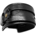Bracelet de force - bobijoo jewelry - cuir vritable noir - ajustable - rivets en mtal - 45mm de largeur ...
