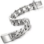 Bracelet gourmette homme en acier inoxydable argenté poli - coolsteelandbeyond Bracelet gourmette homme en acier inoxydable argenté poli - coolsteelandbeyond