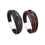Bracelet homme en cuir noir ou marron ? accessoire de bijoux lgant pour homme / papa