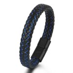 Bracelets pour hommes bracelet en cuir tress� � rayures en cuir noir accessoires de mode fermoir bracelet ...