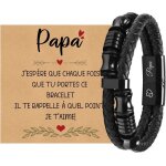 Bracelet homme idée cadeau anniversaire bracelet cuir tressé gravure je taime fermoir magnétique acier ... Bracelet homme idée cadeau anniversaire bracelet cuir tressé gravure je taime fermoir magnétique acier ...