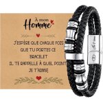 Bracelet homme idée cadeau anniversaire bracelet cuir tressé gravure je taime fermoir magnétique acier ... Bracelet homme idée cadeau anniversaire bracelet cuir tressé gravure je taime fermoir magnétique acier ...