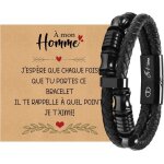 Bracelet homme idée cadeau anniversaire bracelet cuir tressé gravure je taime fermoir magnétique acier ... Bracelet homme idée cadeau anniversaire bracelet cuir tressé gravure je taime fermoir magnétique acier ...