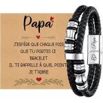 Bracelet homme ide cadeau anniversaire bracelet cuir tress gravure je taime fermoir magntique acier ...