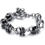 Bracelet homme punk rock tete de mort crane acier inoxydable chane de main cadeau bijoux[779]