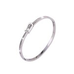 Bracelet jonc g�om�trique en acier inoxydable 304 couleur argent� strass plaqu� or fr 904108