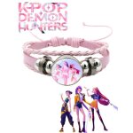 Bracelet kpop demon hunters ? cuir tress rose ajustable fan art exclusif dition scne live
