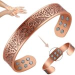 Bracelet magntique en cuivre pur  999 % pour homme avec 18 aimants puissants (3500 gauss chacun) bijoux ...