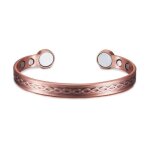 Bracelet magntique en cuivre rouge mtevotx - 6 aimants puissants - manchette rglable - argent bross ...
