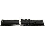 Bracelet montre 28mm noir en cuir de veau lisse
