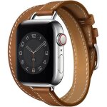 Bracelet pour montre connectee - fleuve - bracelet cuir apple watch series 10 double tour mince 40 - ...