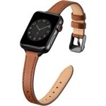 Bracelet pour montre connectee - fleuve - bracelet cuir fin apple watch 38 - 41mm se / series 1 - 7 marr ...