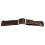 Bracelet montre swatch en cuir de veau marron fonc� 17mm � 20mm