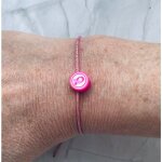 Bracelet octobre rose en coton rose fils d?or coulissant perle silicone ruban rose