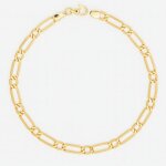 Bracelet or jaune maille figaro altern�e 1 + 1 - homme 21 cm