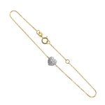 Bracelet or jaune - motif coeur pav� de zirconiums - femme