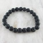 Bracelet en pierre de lave - force et courage - noir - 8 mm - adulte - mixte