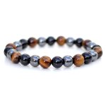 Bracelet en pierre mixte obsidienne oeil de tigre hmatite bracelet triple protection pierre semiprcieuse ...