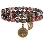 Bracelet en pierre naturelle - bracelet perles naturelles femme - ensemble de deux bracelets avec accessoires ...