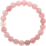 Bracelet - quartz - rose - pierre naturelle - 8 mm - lastique - mixte