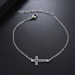 Bracelet religieux croix chr�tienne acier inoxydable argent ? bracelet religieux r�glable ? bijou chr�tien ...