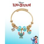 Bracelet rigide dor avec pendentif stitch turquoise bijou fantaisie disney femme avec charms