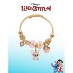 Bracelet rigide dor avec pendentif angel bijou fantaisie disney femme avec charms roses