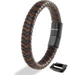 Bracelet serasar en cuir vritable pour homme [steady] marron 23 cm fermoir magntique en acier inoxydable ...