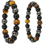 Bracelet triple protection 2 pices bracelet obsidienne noire pierre oeil de tigre hmatite noire 8 mm ...