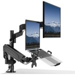 Bras de moniteur avec plateau pour ordinateur portable2 en 1 réglable double bras de bureau pour Écran ... Bras de moniteur avec plateau pour ordinateur portable2 en 1 réglable double bras de bureau pour Écran ...