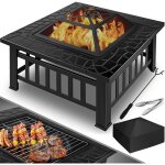 Brasero 3 en 1 foyer multifonctions chauffage / barbecue en m�tal avec housse de protection