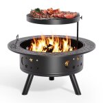 Brasero extrieur - bealife - grille de barbecue rglable - rond - acier - pole  bois - jardin terrasses ...