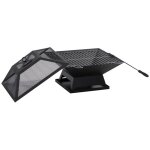 Brasero jardin acier noir 45x45x34cm - grille cuisson & pare - �tincelles inclus - r�siste aux intemp�ries ...