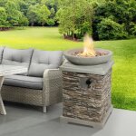 Braséro de jardin à gaz chauffage extérieur effet pierre naturelle housse de protection roches de lave ... Braséro de jardin à gaz chauffage extérieur effet pierre naturelle housse de protection roches de lave ...