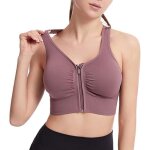Brassiere de sport en coton ouverture devant - femme - violet - fitness - confortable sans armatures ...