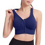 Brassiere de sport en coton ouverture devant - sans armatures - femme - bleu - fitness - running - confortable ...