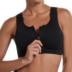 Brassi�re de sport femme maintien fort avant zipper push up sans armature - noir - multisport noir