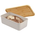 Bremermann bo�te � pain avec couvercle en bambou bo�te � pain planche � d�couper pot � pain gris