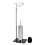 Bremermann garniture de wc sur pied 2en1 brosse de wc porte - rouleau socle en verre en acier inoxydable ...