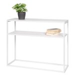 Bremermann table console avec 2 �tag�res �tag�re sur pied en m�tal blanc