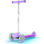 Bremtoy trottinette enfant avec plateau lumineux et roues led pu hauteur rglable sur 4 niveaux freinage ...