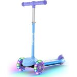 Bremtoy trottinette enfant avec plateau lumineux et roues led pu hauteur rglable sur 4 niveaux freinage ...