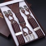 Bretelles homme - - y - forme - rouge - taille ajustable - 6 clips